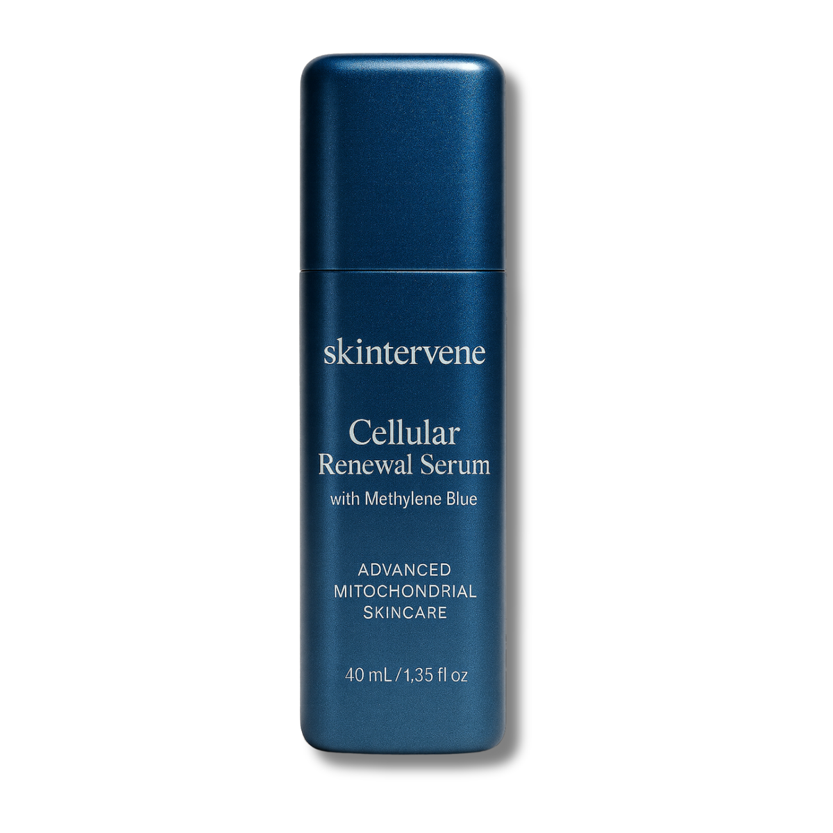 Skintervene Cellular Renewal Serum with Methylene Blue, 40 ml, in a brushed deep-blue bottle
